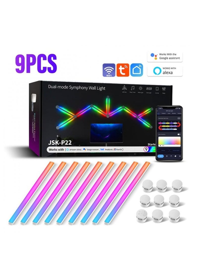 Loquat 9 LED Wall Lights WiFi Dimmable Smart Music Sync APP Control RGB Wall Lights for Gaming Room Home Decor - Image 1