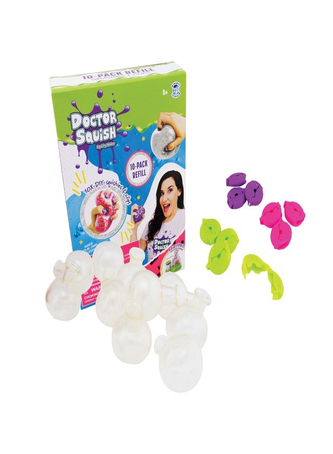 Doctor Squish Squishy Maker Refill Pack | DIY Squishy Making Kit with 10 TPR Balloons and 10 Reusable Clips | Make Your Own Squishies for Kids Ages 8 & Up | 1 Pack - Image 1