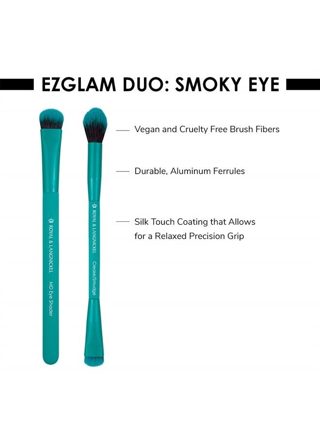 MODA EZGlam Duo, Smoky Eyes, Travel Size 2pc Makeup Brush Set Includes - Eye Shader, Crease/Smudger Brush, Teal - Image 1