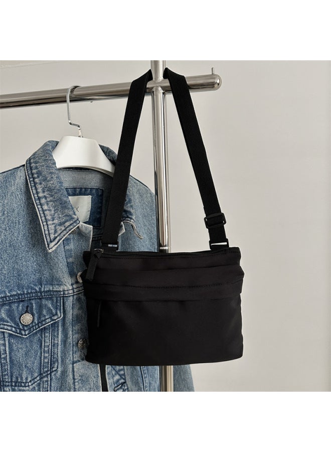 2025 Spring Nylon Cloth Small Square Bag Korean Style Mini Crossbody Bag Trendy Cool Shoulder Bag For Men And Women Mini-Color:Black  - Image 1