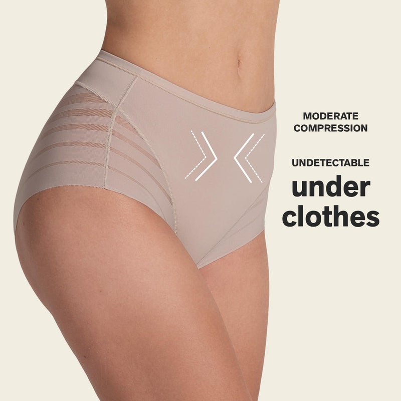 Leonisa Women's No Show Invisible Comfy Tummy Control Classic Panty, Nude, Large - Image 3