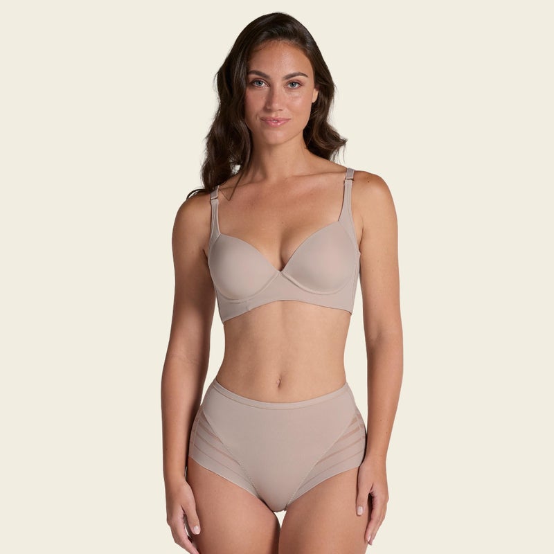 Leonisa Women's No Show Invisible Comfy Tummy Control Classic Panty, Nude, Large - Image 2