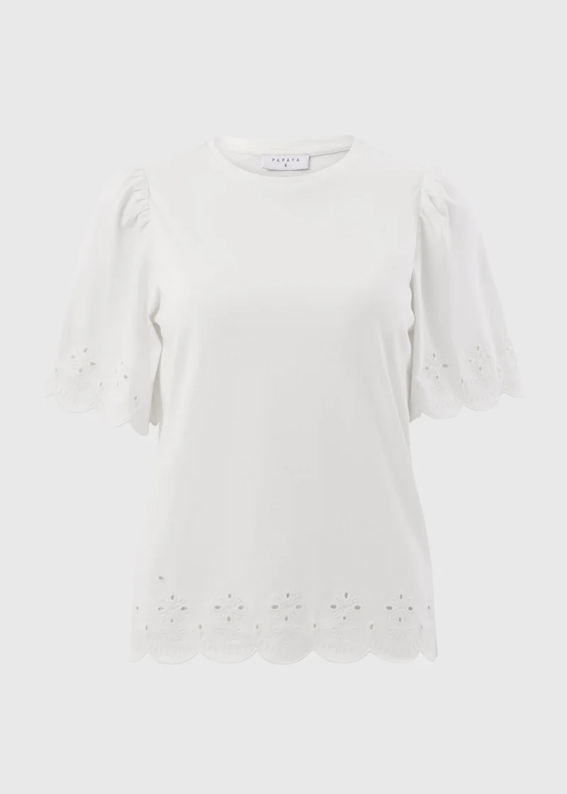 Matalan White Floral Cut Out T-Shirt