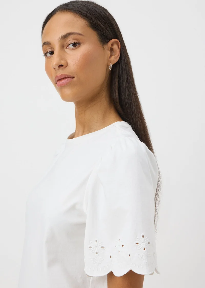 Matalan White Floral Cut Out T-Shirt