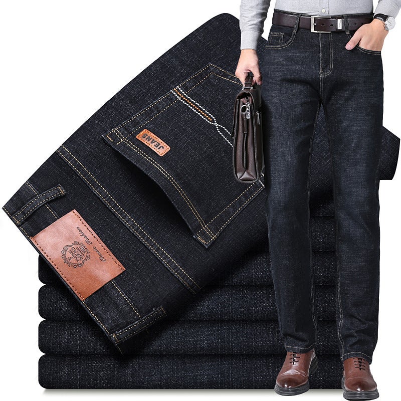2025 New Mens Jeans Spring and Autumn Loose Straight Trousers Youth Popular Casual Stretch Boys Pants 6329#Black 