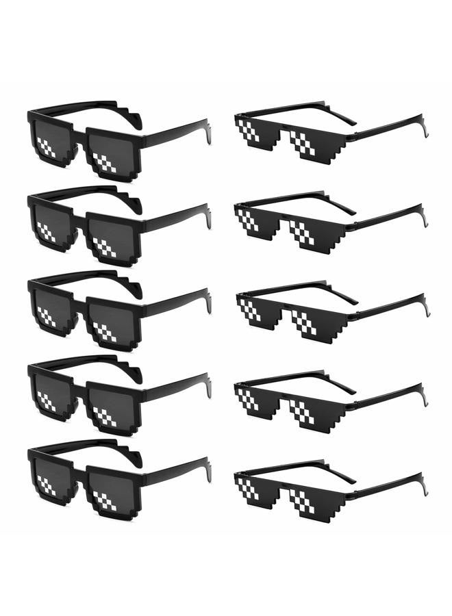 Sunovelties 10 Pack Thug Life Party Sunglasses 8 Bit Pixelated Mosaic Gamer MLG Photo Props Glasses for Adults Teens, Mixed Black, Mid - Image 1