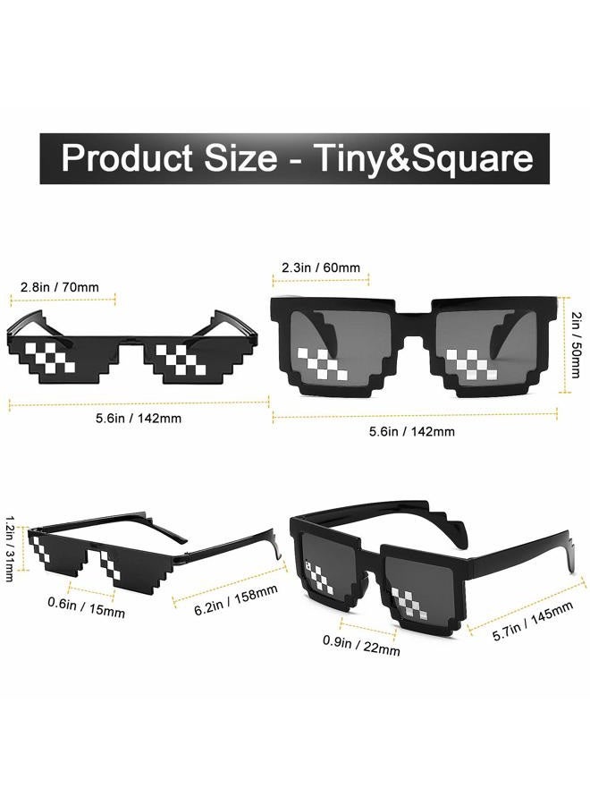 Sunovelties 10 Pack Thug Life Party Sunglasses 8 Bit Pixelated Mosaic Gamer MLG Photo Props Glasses for Adults Teens, Mixed Black, Mid - Image 4