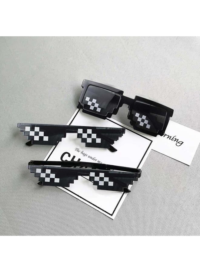 Sunovelties 10 Pack Thug Life Party Sunglasses 8 Bit Pixelated Mosaic Gamer MLG Photo Props Glasses for Adults Teens, Mixed Black, Mid - Image 3