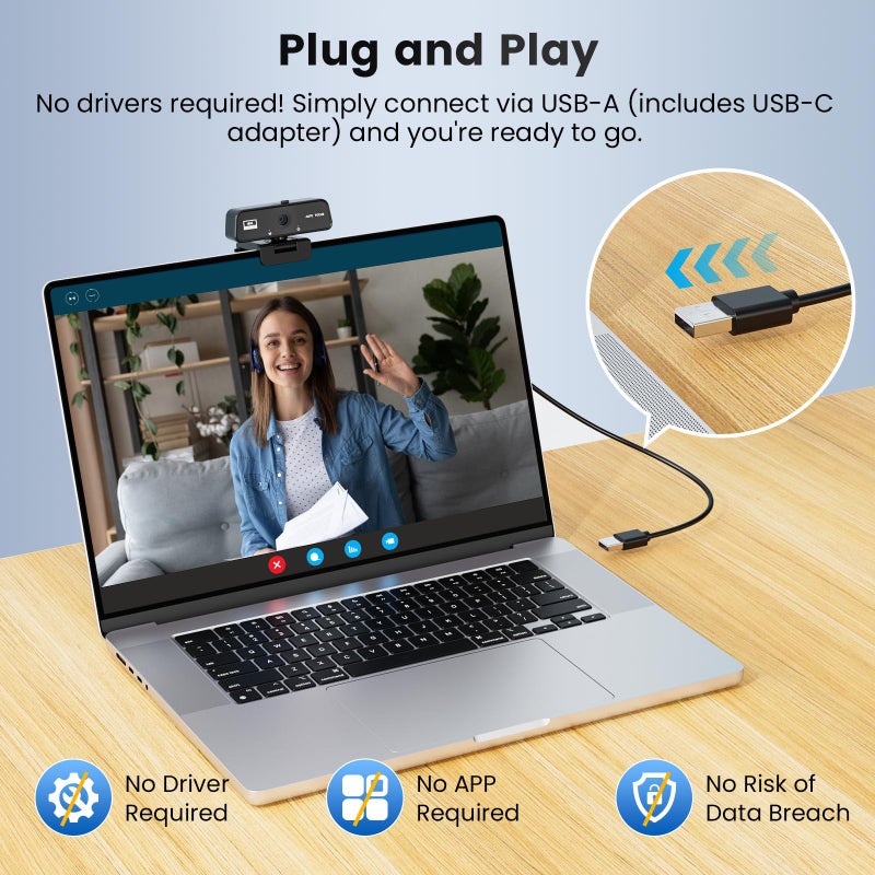 cbeyook Basic 4K Autofocus Webcam, 90Â° Wide Angle Computer Camera with Adjustable Monitor Clip, Built-in Mic & Plug and Play for Windows Mac, Perfect for Zoom Meetings & Remote Work - Image 5