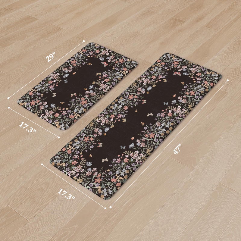 KIMODE Anti Fatigue Kitchen Mats for Floor, Farmhouse Black Kitchen Rugs Sets of 2, Summer Cushioned Kitchen Floor Mats, Comfort Standing Mats for Sink Laundry Office Desk 17"x47"+17"x29" - Image 3