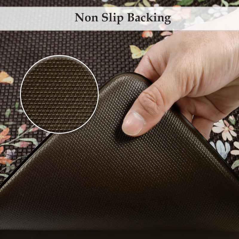 KIMODE Anti Fatigue Kitchen Mats for Floor, Farmhouse Black Kitchen Rugs Sets of 2, Summer Cushioned Kitchen Floor Mats, Comfort Standing Mats for Sink Laundry Office Desk 17"x47"+17"x29" - Image 4