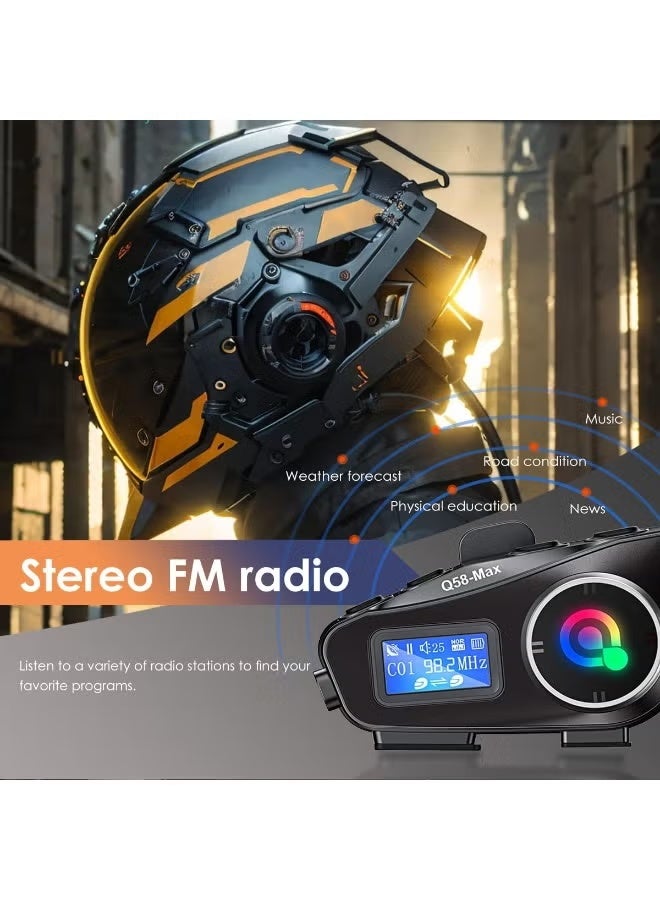 Mauten Motorcycle Helmet Bluetooth Headset Helmet Intercom, Motorbike Helmet Speaker with Display, 2 Riders Noise Cancellation Speakers Communication Systems Motorcycle Riding/ski/Cycling/Sports（2PC） - Image 4