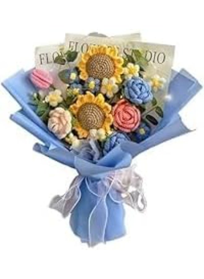 Crochet Flower Bouquet - A knitted bouquet of chrysanthemums, sunflowers, and tulips. A gift for her on Valentine's Day, Mother's Day, Christmas, home decor, and Valentine's Day gifts. - Image 1