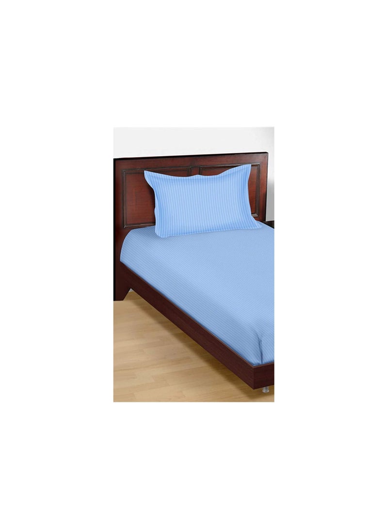 Stripe Single 3 Pcs Fitted Sheet Set - Lightweight and Soft, 90 GSM, Includes One Fitted Sheet, One Bed Sheet and One Pillow Cases