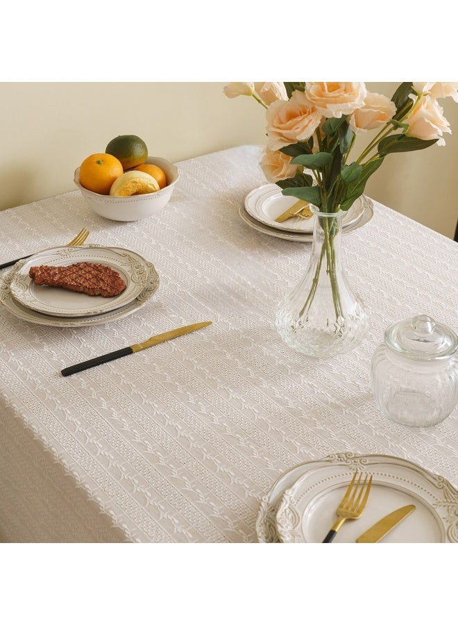 SHABILI Cotton Linen Tablecloth 140×200cm – Embroidered Table Cover for Dining Table, Kitchen, Parties – Dustproof, Washable, Decorative Fabric for Home, Restaurant, Cafe, Natural Style - Image 4