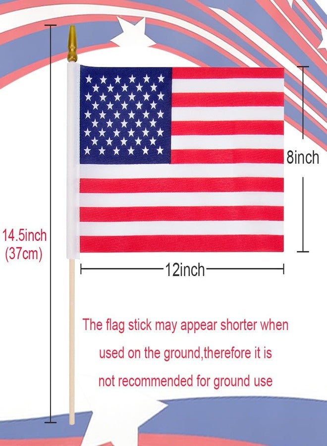 RAXCONN 12 Pcs 8x12 Inch American Flags on Stick, USA Wood Stick Flags with Kid-Safe Spear Top, Memorial Day Decorations,Patriotic Decorations, Parades, Veteran Party - Image 2
