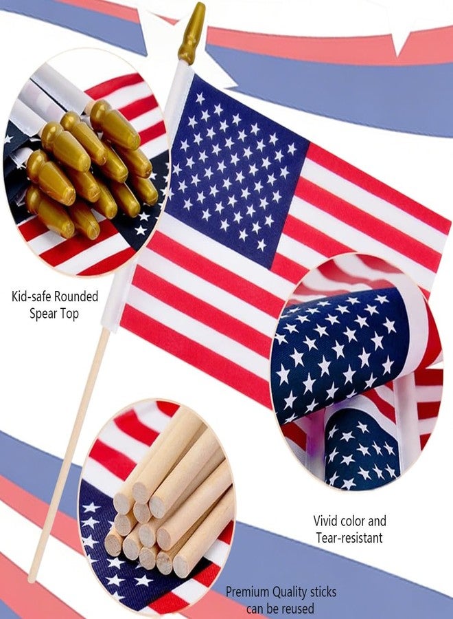 RAXCONN 12 Pcs 8x12 Inch American Flags on Stick, USA Wood Stick Flags with Kid-Safe Spear Top, Memorial Day Decorations,Patriotic Decorations, Parades, Veteran Party - Image 3