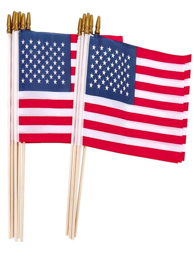 RAXCONN 12 Pcs 8x12 Inch American Flags on Stick, USA Wood Stick Flags with Kid-Safe Spear Top, Memorial Day Decorations,Patriotic Decorations, Parades, Veteran Party - Image 1