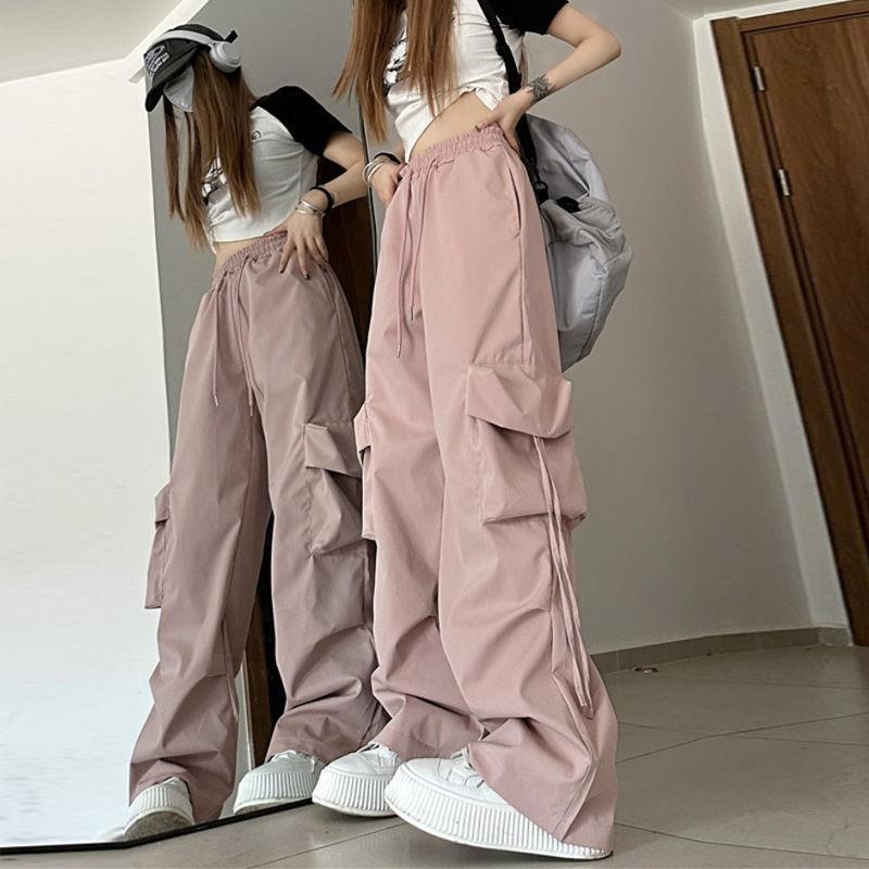 Vintage Quick-Dry Work Pants High-Waist Loose-Fit Black - Image 4