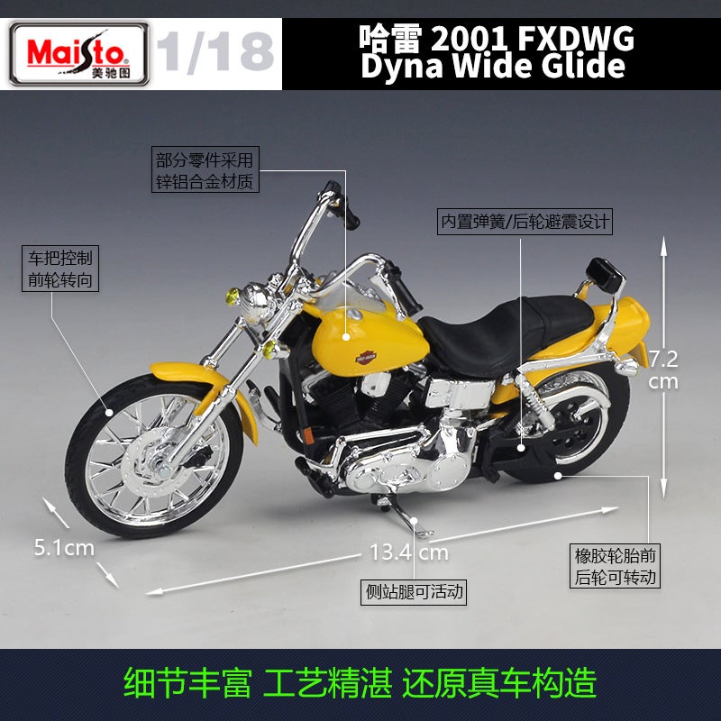 1:18 Harley 2001 Fxdwg Dyna Wide Glide Simulation Alloy Motorcycle Model - Image 3