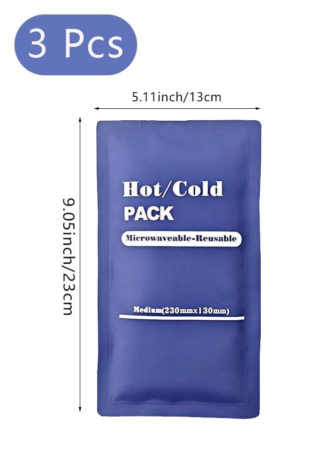 3 Pcs Hot Cold Pack, Medium (9.05"x5.11") Microwaveable Reusable Gel Ice Packs for Injuries, Pain Relief for Joint Muscle Sprains, Swelling, Muscle Soreness, Stiff Joints - Image 2