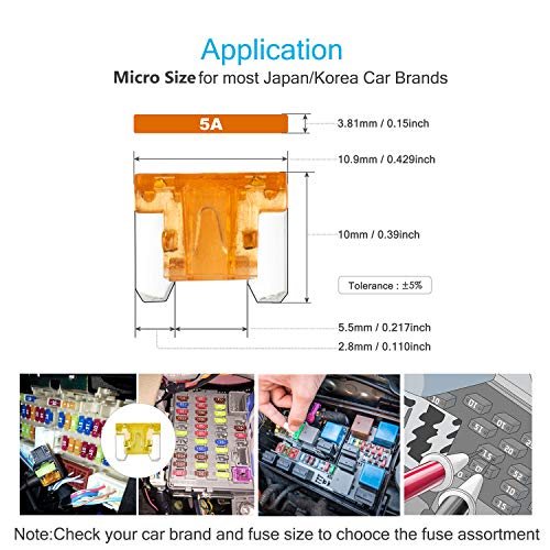 Chanzon Micro Low Profile Mini Blade Fuse Assortment Kit Box (5A 7.5A 10A 15A 20A 25A 30A) for Auto Car Truck RV Automotive Motor Boat Replacement 50pcs - Image 2