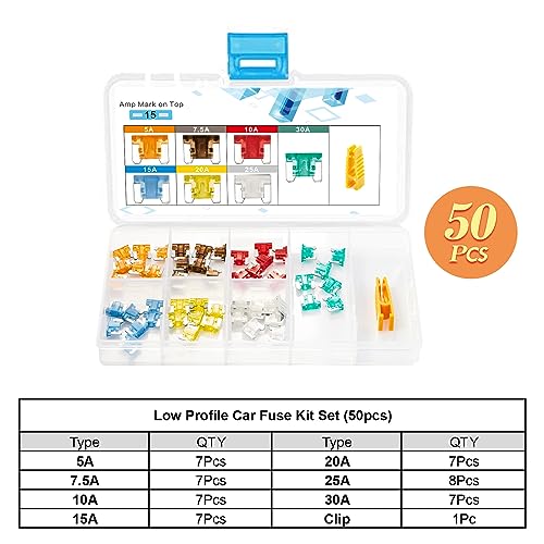 Chanzon Micro Low Profile Mini Blade Fuse Assortment Kit Box (5A 7.5A 10A 15A 20A 25A 30A) for Auto Car Truck RV Automotive Motor Boat Replacement 50pcs - Image 5