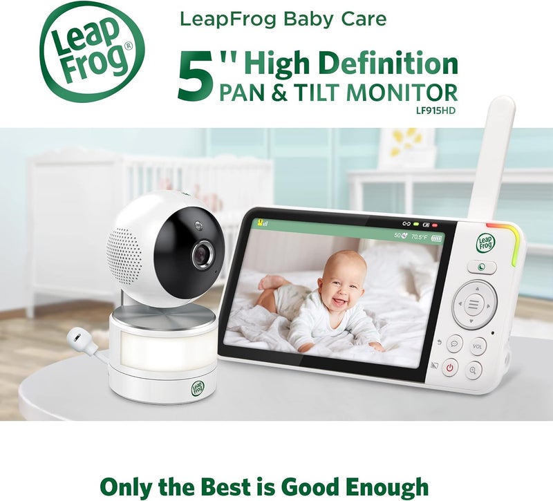 LeapFrog LF915HD Video Baby Monitor 5" 720p HD Display with 360Â° Pan & Tilt, 8X Zoom, Color Night Vision, Night Light, Two-Way Talk & Smart Temperature Sensors - Image 2
