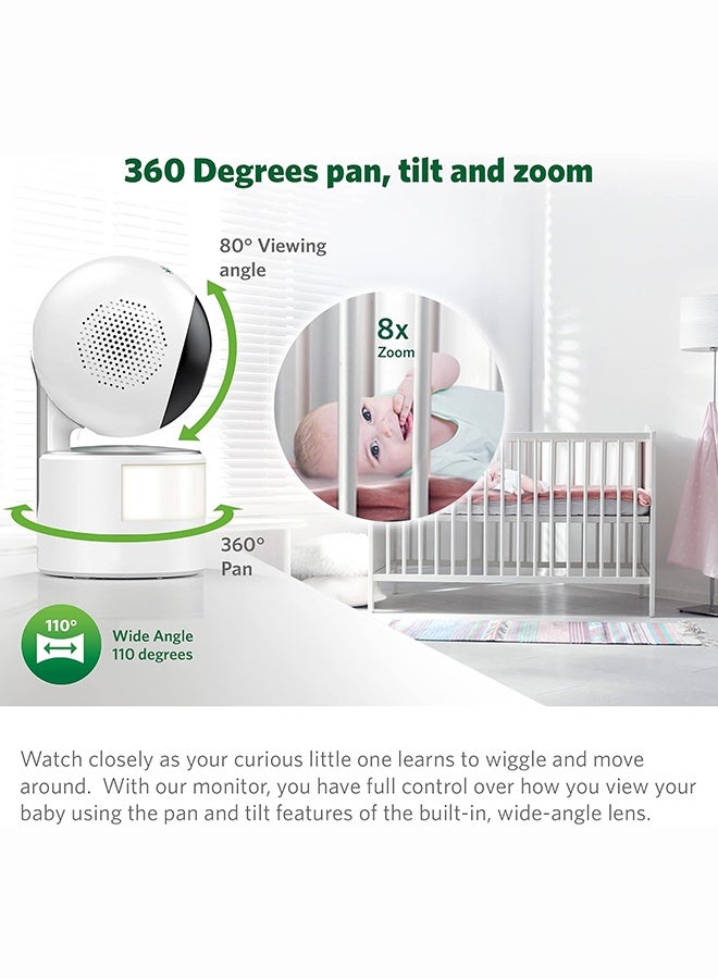 LeapFrog LF915HD Video Baby Monitor 5" 720p HD Display with 360Â° Pan & Tilt, 8X Zoom, Color Night Vision, Night Light, Two-Way Talk & Smart Temperature Sensors - Image 3