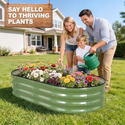 1MORE Galvanized Raised Garden Bed- Planter Garden Boxes Outdoor, Raised Beds for Gardening, 4x2x1ft Metal Garden Bed Kit for Vegetables Flower, Planter Raised Beds with Tools.Green - Image 4
