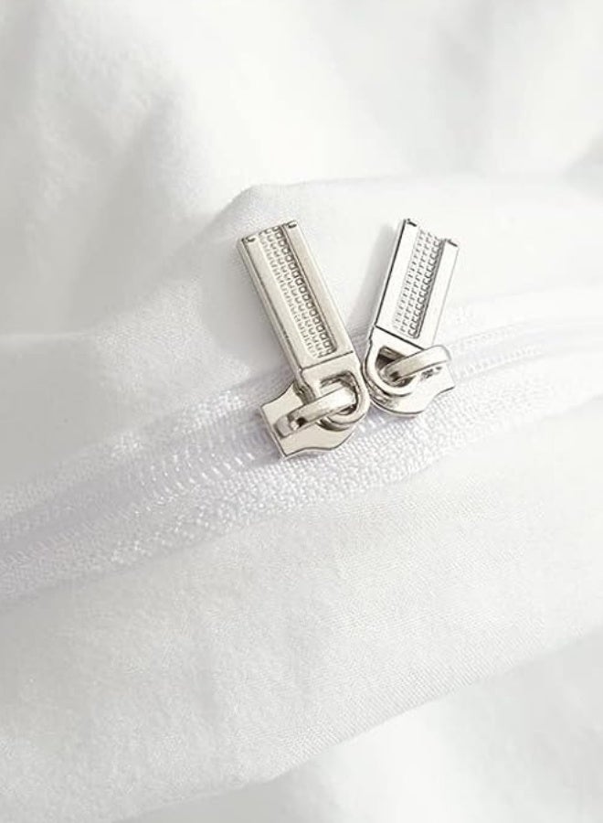 LUNA Home Washable Cotton 6 Pieces King Size Duvet Cover Plain Off White - Image 4