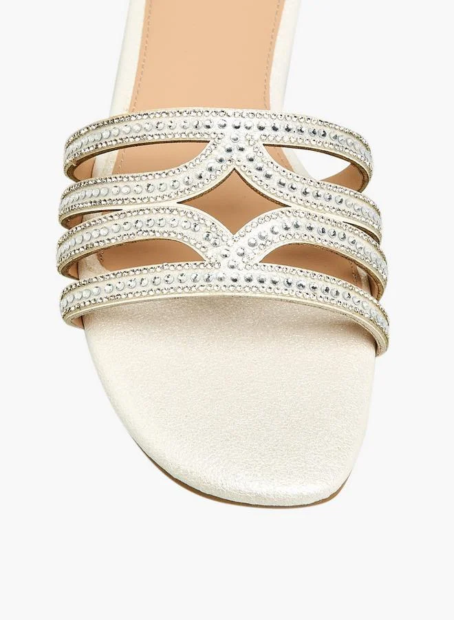 Flora Bella By Shoexpress IVORY Flora Bella Women Embellished Slip-On Flat Sandals for Women | Best Price UAE