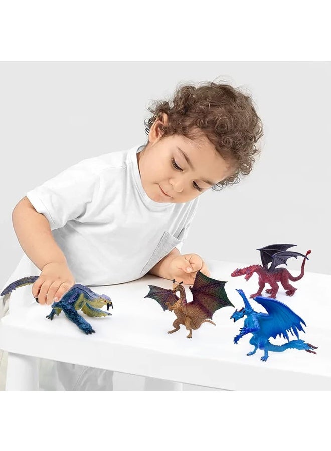 SIENON 5" & 3" Dragon Toy Figures - 10 Pack Assorted Mythical Figurines for Cake Toppers & Party Favors - Image 1