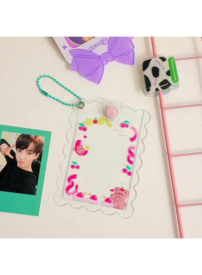 NIBEMINENT 1 - Piece Kpop Photo Card Holder Pendant Key Chain ID Badge Holder ID Card Holder Photo Card Protector for School ID Office ID Access Card for Women Girls - Image 1