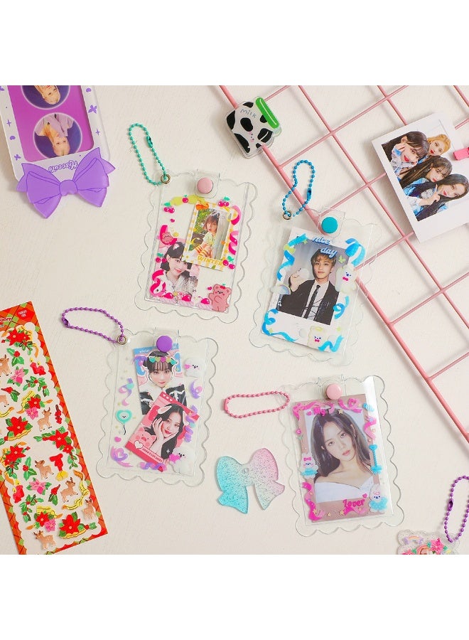 NIBEMINENT 1 - Piece Kpop Photo Card Holder Pendant Key Chain ID Badge Holder ID Card Holder Photo Card Protector for School ID Office ID Access Card for Women Girls - Image 3