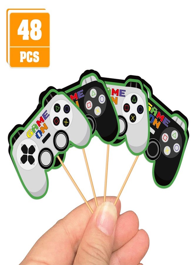 MOAXMOA Video Game Controllers Cupcake Toppers 48 Pcs Gaming Themed and Food Decorations for Kids Gamepad Birthday Party Supplies Favors - Image 3