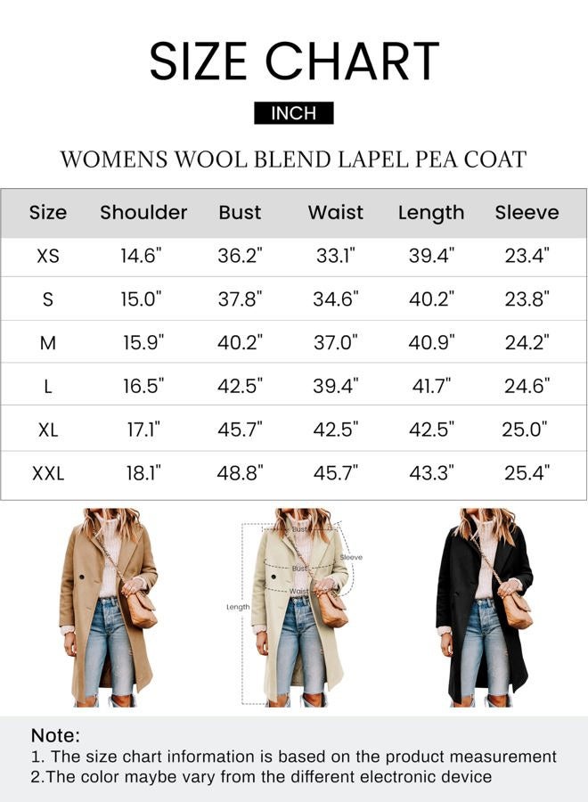 Tanming Women's Notch Lapel Double Breasted Wool Blend Mid Long Pea Trench Coat (DarkGrey-M) - Image 2