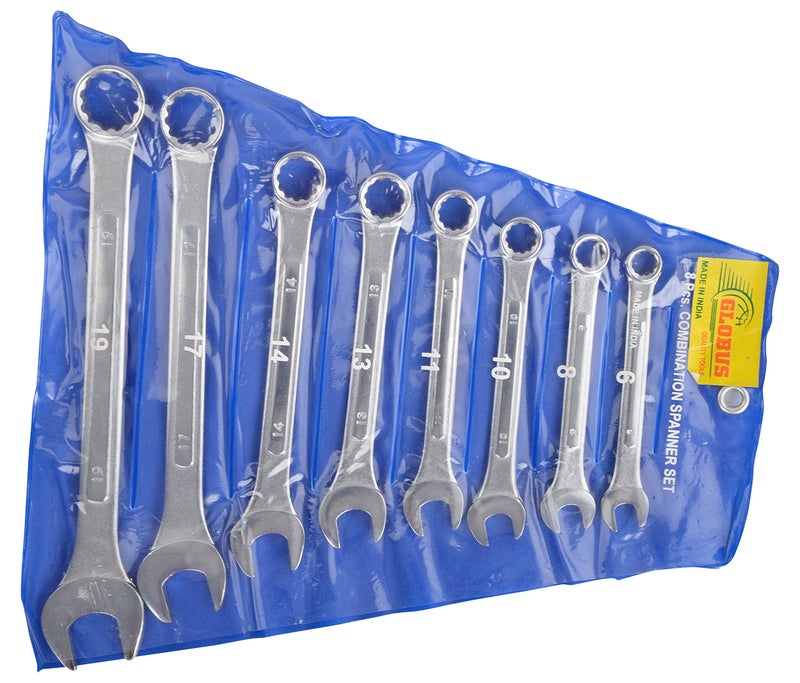 GLOBUS 333 Combination Raised Spanner Set (Silver, Pack of 8) - Image 4