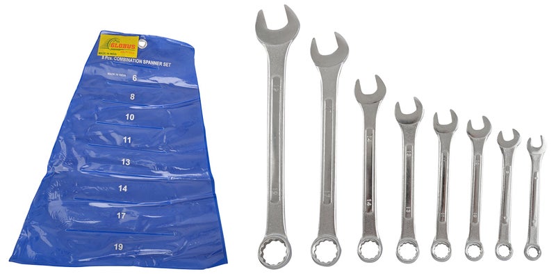 GLOBUS 333 Combination Raised Spanner Set (Silver, Pack of 8) - Image 1