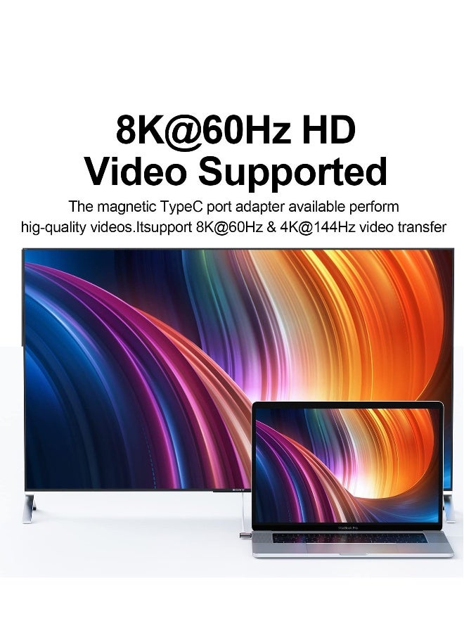 USB C Magnetic Adapter, 24Pins Type-C Connector 40Gbp/s and 6K@60Hz 4K@60Hz Video Output, Compatible with Thunderbolt3 MacBook Pro / Air and All Mainstream Type-C Devices