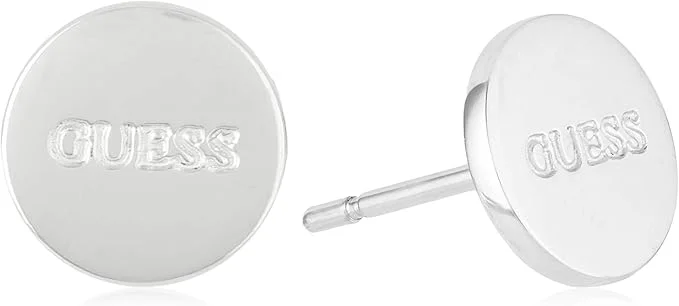 GUESS LADY ER COIN LOGO STUD SLV