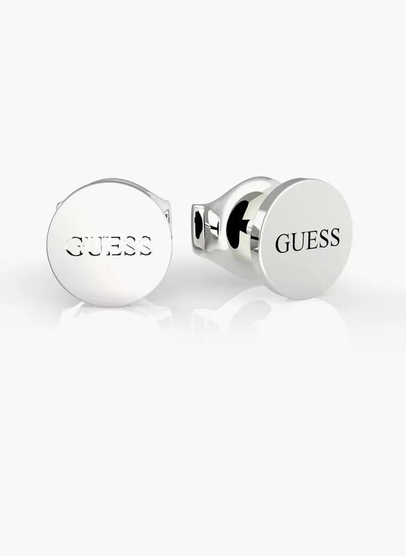 GUESS LADY ER COIN LOGO STUD SLV