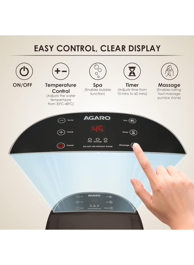 AGARO ROYAL Automatic Foot Spa Bath Massager With Heat, 6 Massage Rollers, Callus Remover, Adjustable Timer, speed & Temperature, Bubble Function For Soothing Massage - Image 2