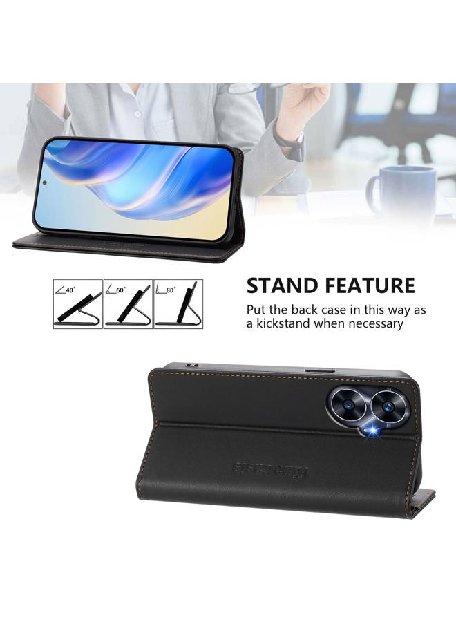 اس-توب جراب لهاتف Realme C55 4G Global / Narzo N55 RC01، جراب هاتف جلدي مزدوج الطي مزود بخاصية الشفط المغناطيسي بتقنية RFID - Image 4