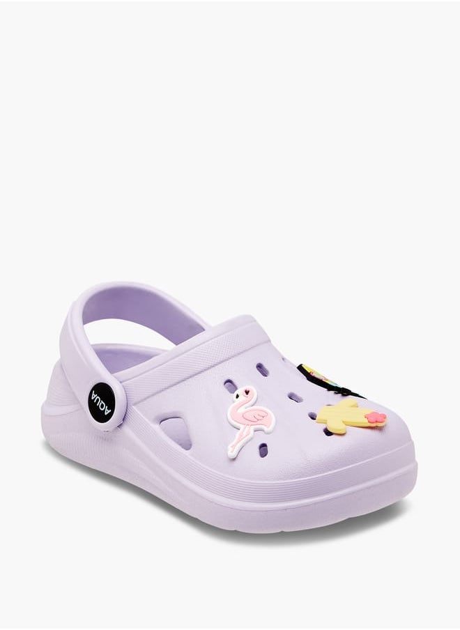 Aqua Girls' Applique Detail Clogs with Backstrap  - Image 1