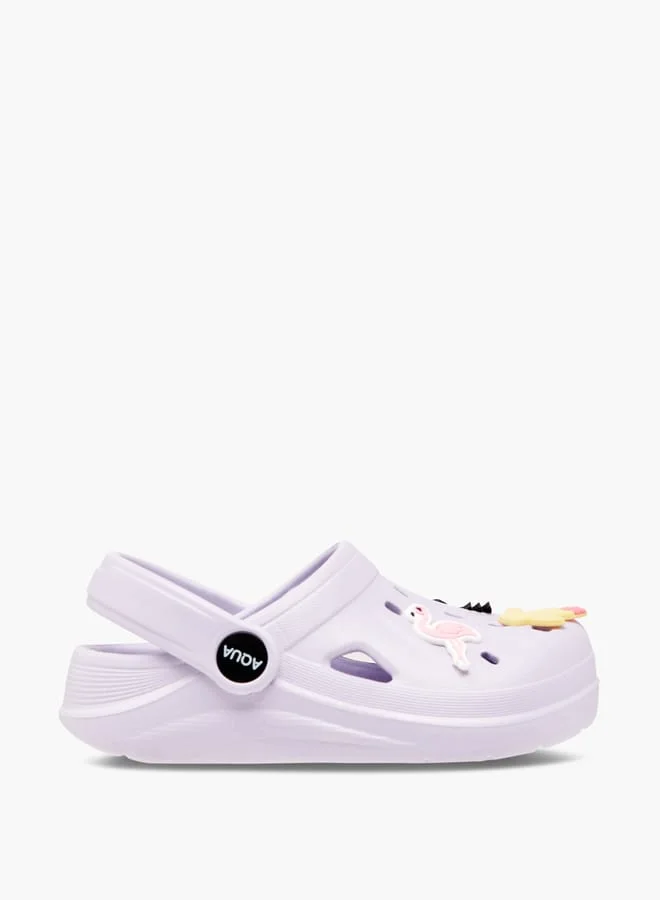 أكوا Girls' Applique Detail Clogs with Backstrap