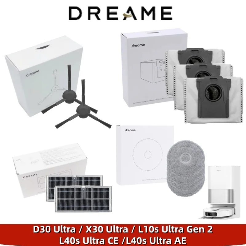 دريم ممسحة أرضيات Original Dreame D30 Ultra Rubber Main/ Hair Cut/Side Brush, Filter, Mop, Dust Bag For L10s Ultra Gen 2 Vacuum Cleaner Spare Part - Image 1