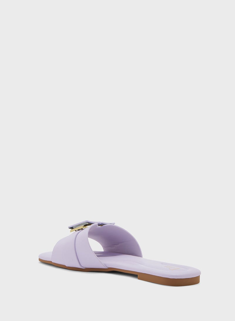ELLA Metal Trim Detail Flat Sandal - Image 2