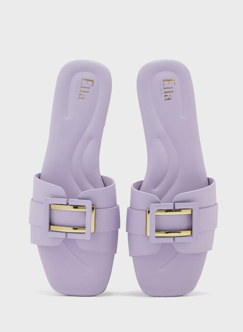 ELLA Metal Trim Detail Flat Sandal - Image 4