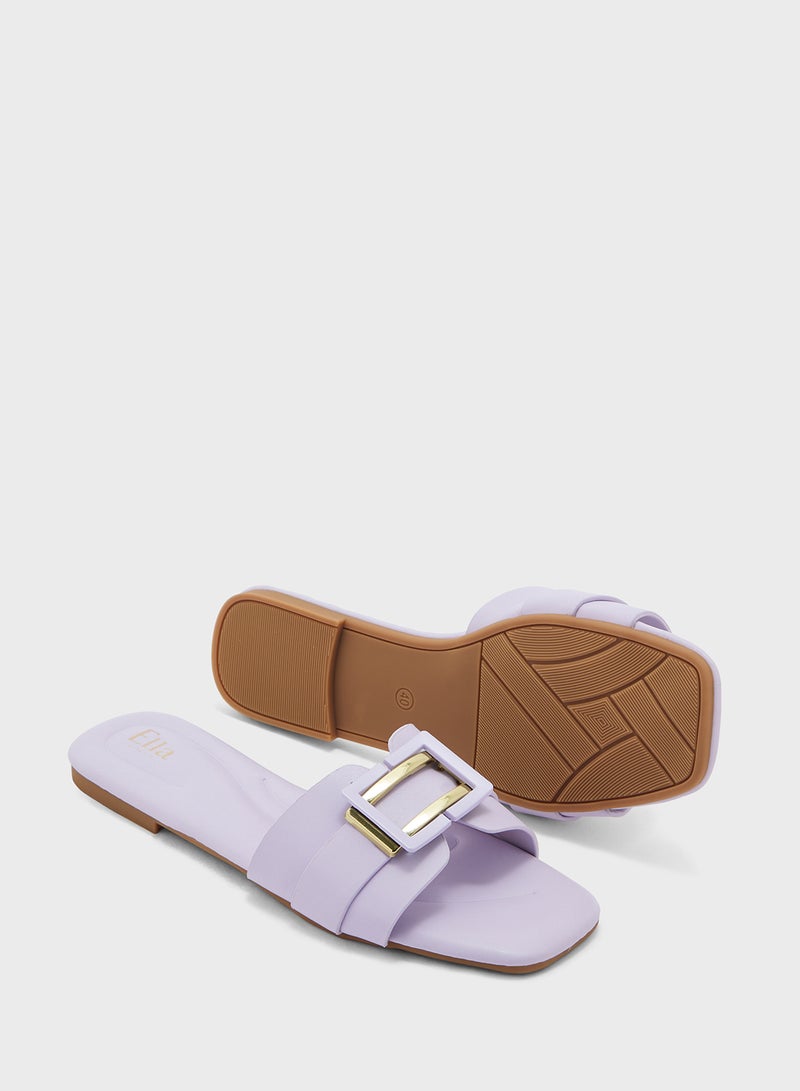 ELLA Metal Trim Detail Flat Sandal - Image 3